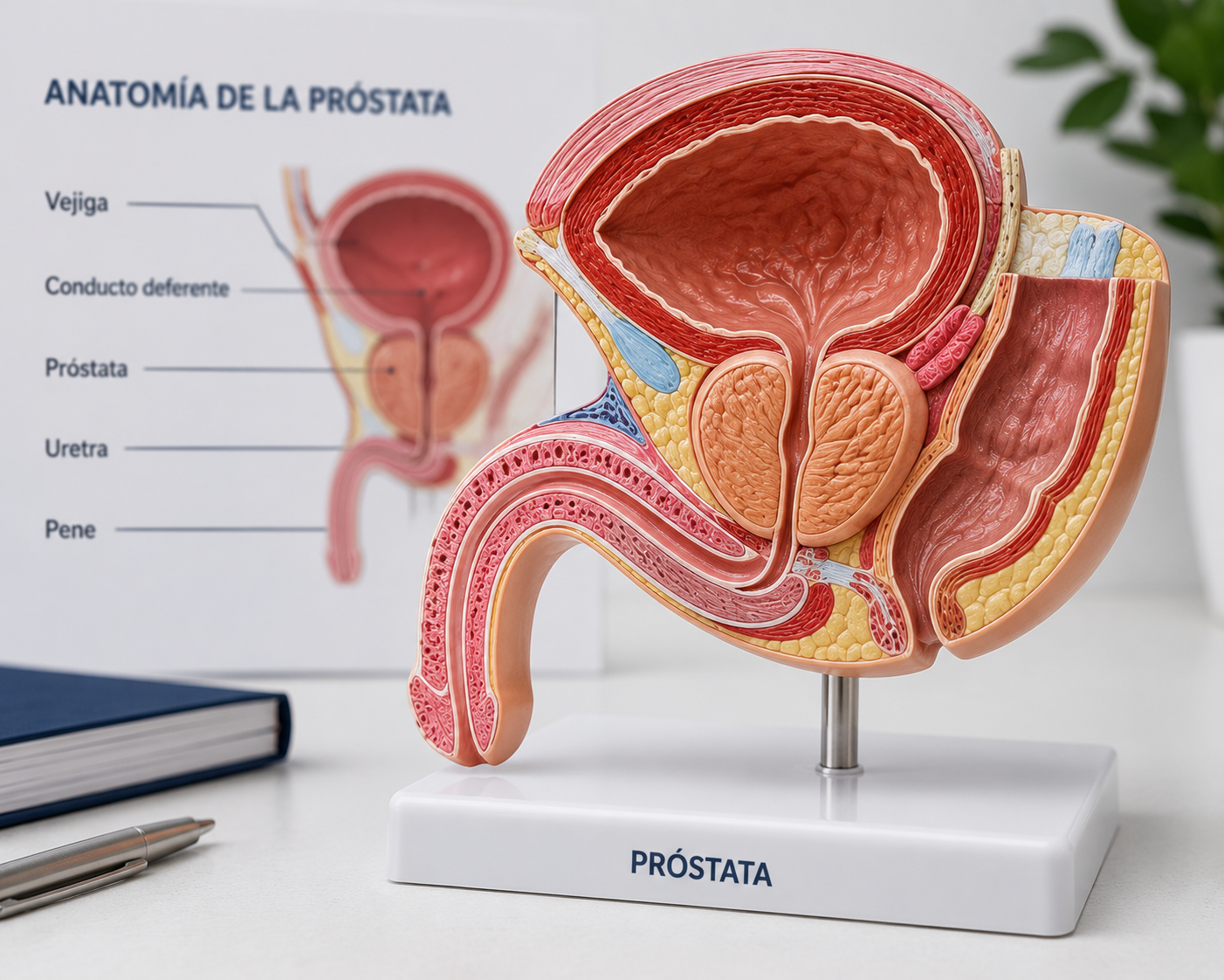 Modelo anatómico de la próstata.
